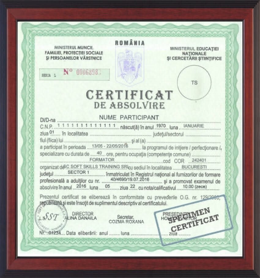ANC certificate of completion issued by European Aesthetic College